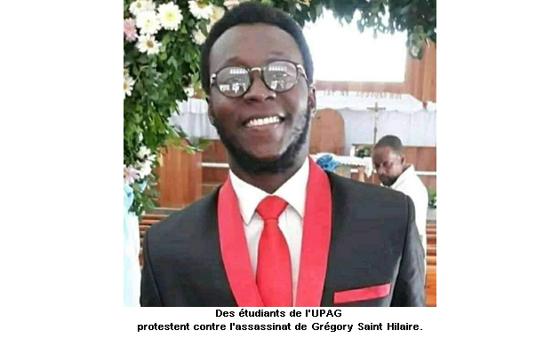 Gonaïves : des étudiants de l'UPAG protestent contre l'assassinat de Grégory Saint Hilaire